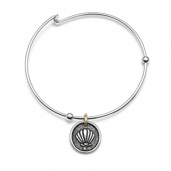 Vantel Pearls Jewelry - Vantel Pearls Silver Tone Seashell Charm Bangle Bracelet